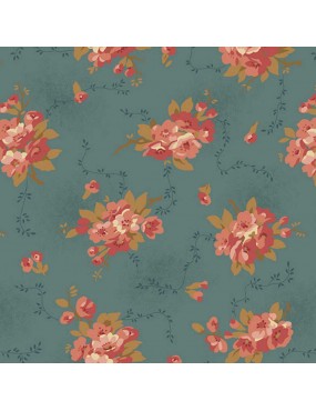 Bed of Roses Teal 8986-T