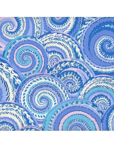 Tissu coton Kaffe Fassett à motifs de spirales Bleues