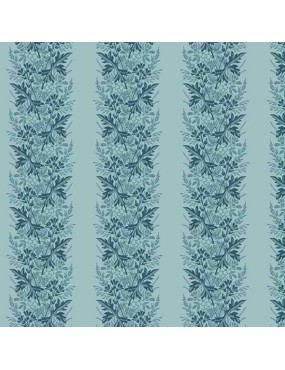 Tissu coton Something Blue Bleu clair à motifs de Bouquets de Fleurs en Colonne