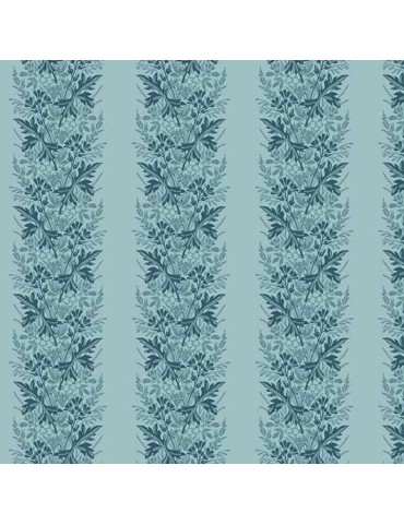 Tissu coton Something Blue Bleu clair à motifs de Bouquets de Fleurs en Colonne