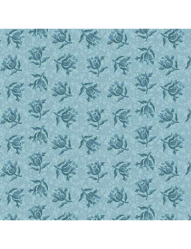 Tissu coton Something Blue Bleu à motifs de Pivoines