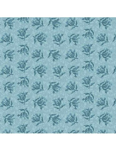 Tissu coton Something Blue Bleu à motifs de Pivoines