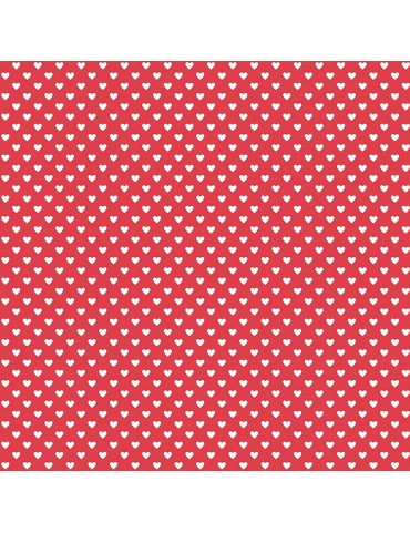 Tissu coton Hearts à motifs de coeurs Rouge et Blanc