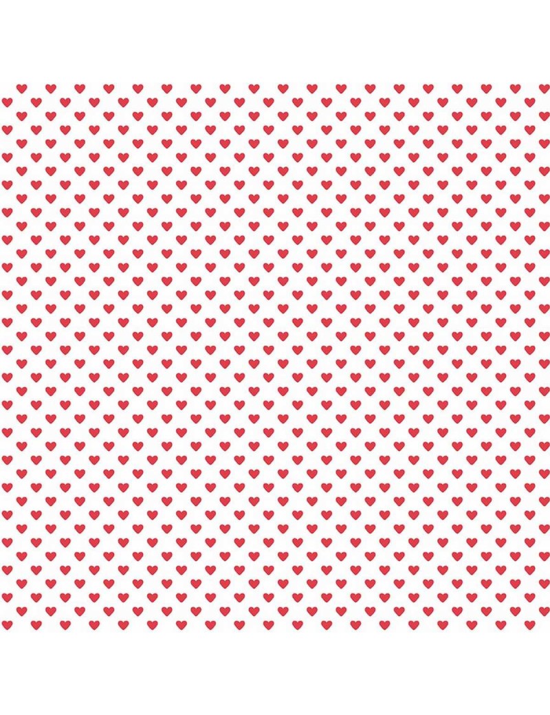 Tissu coton Hearts à motifs de coeurs Rouge et Blanc
