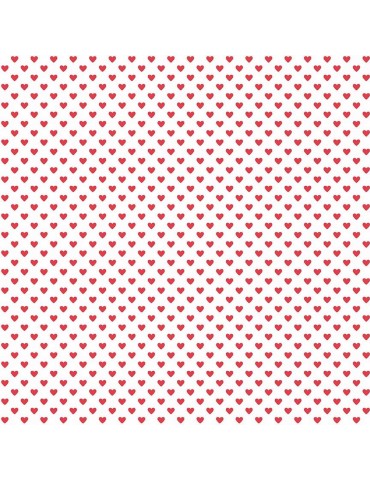 Tissu coton Hearts à motifs de coeurs Rouge et Blanc