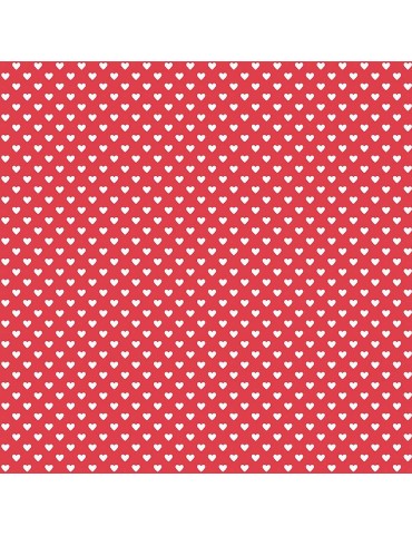 Fat quarter Hearts à motifs de cœurs Rouge et Blanc
