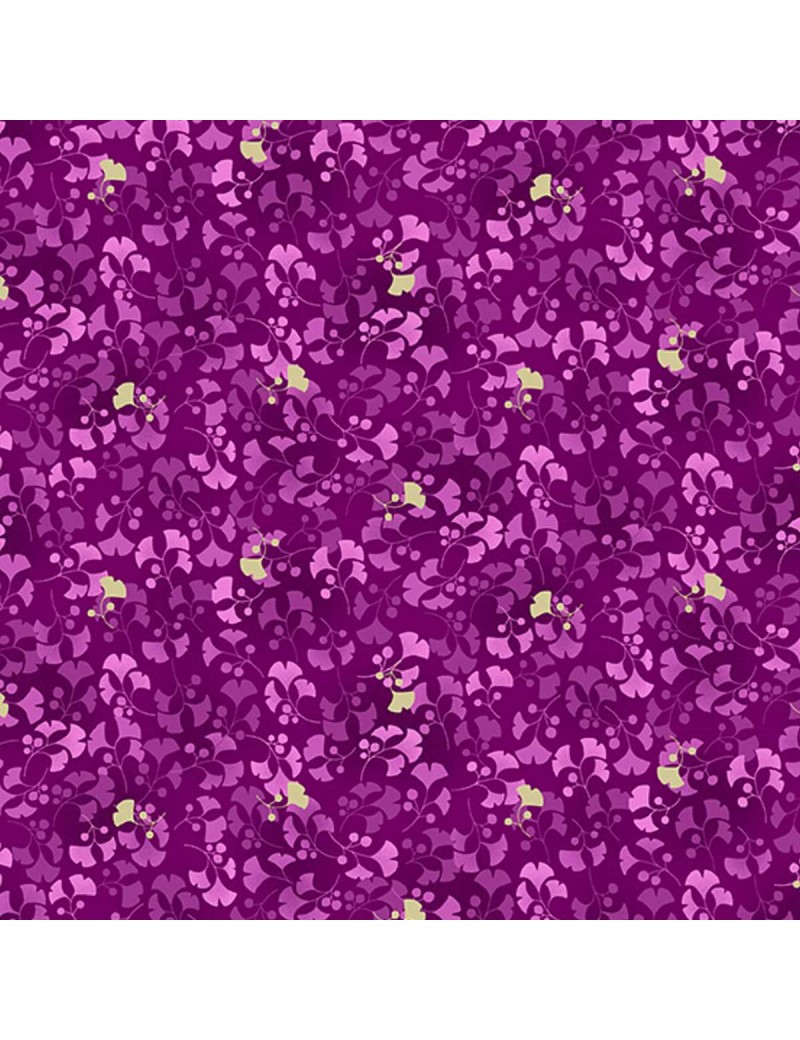 TP-2522-L Ginkgo Purple tissu japonais Hikari Makower