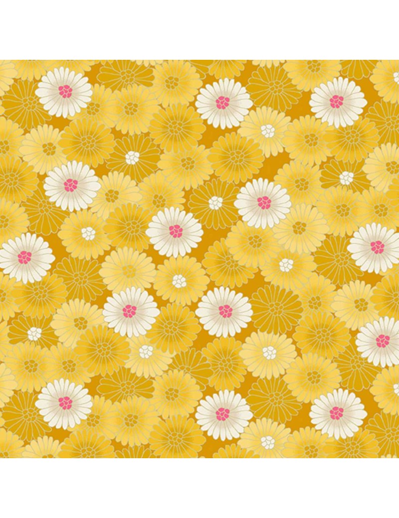 Tissu coton Hikari Chrysanthemum