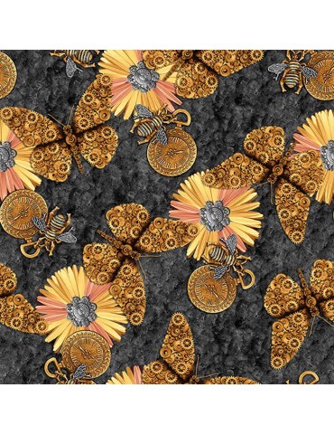 ALTERNATIVE AGE URBAN ESSENCE DESIGNS PAPILLONS ET FLEURS NOIR 2319-99