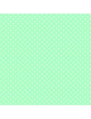 Fat quarter Hearts Mint blanc sur vert