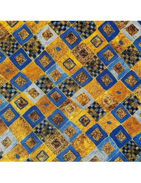 Tissu coton Gustav Klimt carreaux dorés