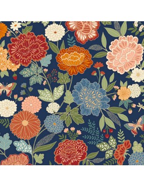 Tissu Luxe Large Floral Navy TP-2610-N