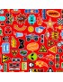 Fat quarter Monster icons red