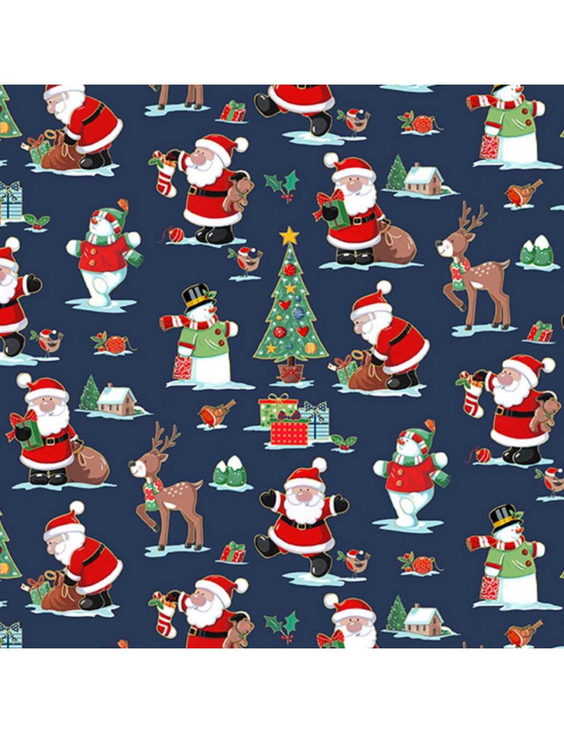 Tissu coton Noël Santa scenic de Andover fabrics pour Makower