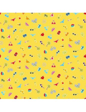 Tissu coton Pool Party Scatter yellow