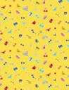 Tissu patchwork Pool Party à motifs d'icônes sur fond jaune