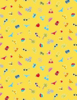 Fat quarter tissu patchwork Pool Party icônes sur fond jaune