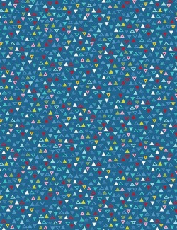 Tissu patchwork Pool Party à motifs de fanions sur fond bleu