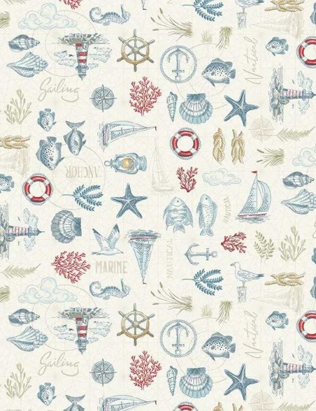 Maritime Fabric – High Tide – Makower UK – Navy or Cream