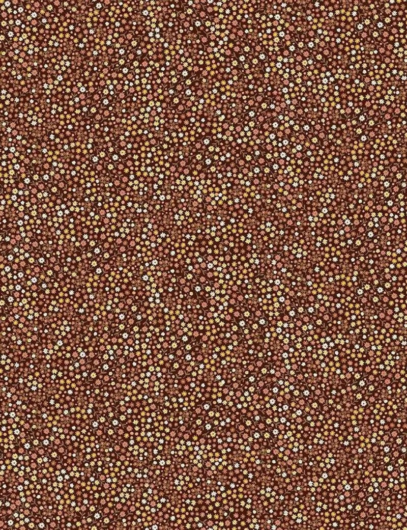 Mini Bloom Fabric – Makower UK – Small Flowers on Teal or Brown