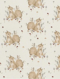 Tissu patchwork écureuils crème – Charmwood – Figo Fabrics