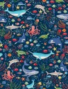 Deep Blue Sea Cotton Fabric Sea Creatures – Makower