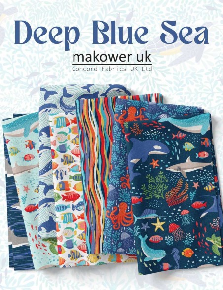 Tissu coton Deep Blue Sea poissons tropicaux – Makower