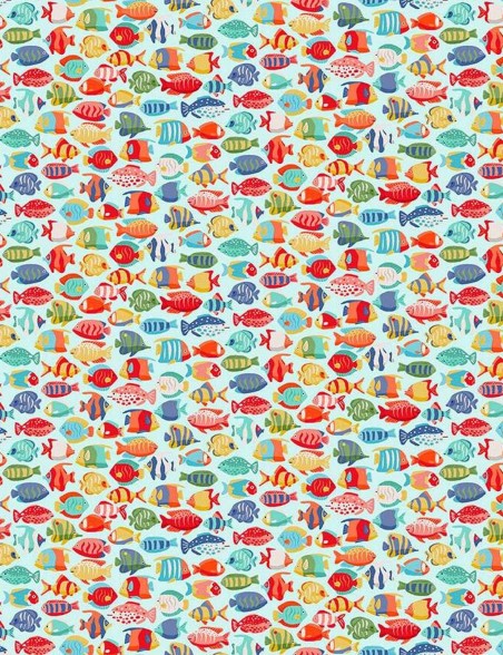 Tissu coton Deep Blue Sea poissons tropicaux – Makower