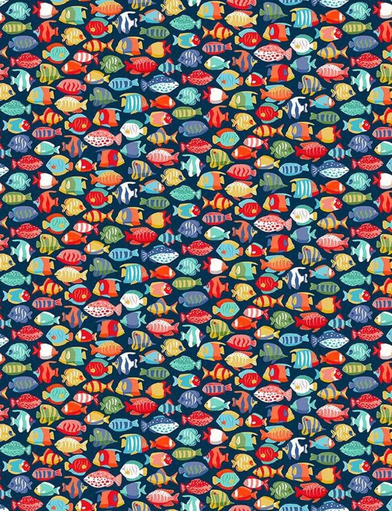 Tissu coton Deep Blue Sea poissons tropicaux – Makower
