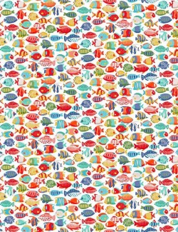 Tissu coton Deep Blue Sea poissons tropicaux – Makower
