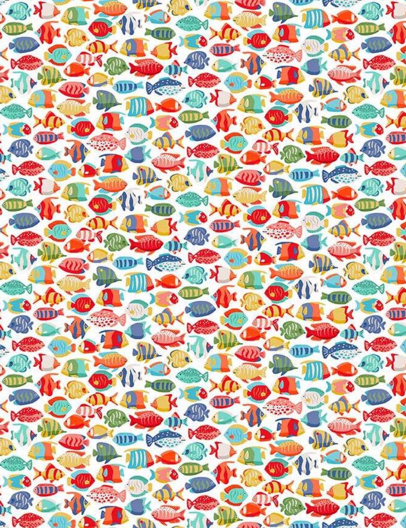 Tissu coton Deep Blue Sea poissons tropicaux – Makower