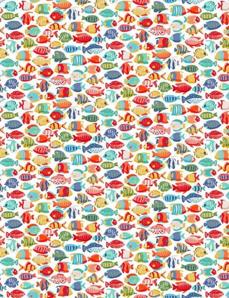 Tissu coton Deep Blue Sea poissons tropicaux – Makower