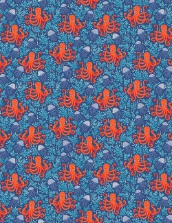 Deep Blue Sea Octopus Cotton Fabric – Makower UK