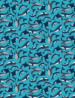 Tissu coton Deep Blue Sea cétacés – Makower UK