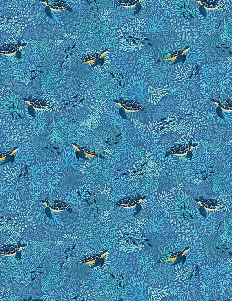 Deep Blue Sea Sea Turtles Cotton Fabric – Makower UK