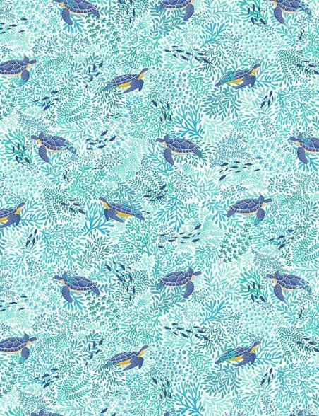 Deep Blue Sea Sea Turtles Cotton Fabric – Makower UK