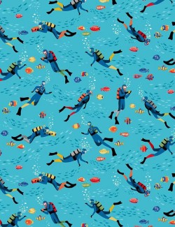 Fat quarter Deep Blue Sea plongeurs – Makower UK
