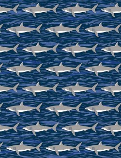 Fat quarter Deep Blue Sea requins – Makower UK