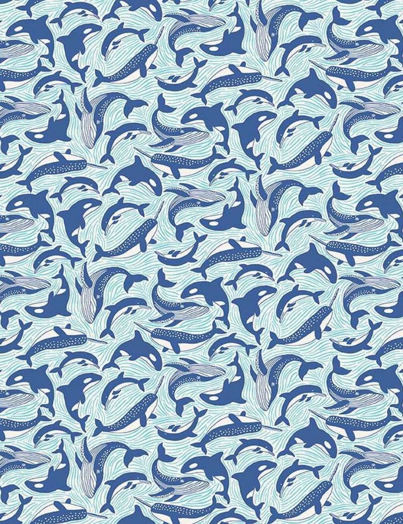 Fat quarter Deep Blue Sea cétacés – Makower UK