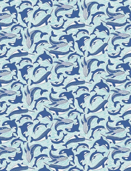 Fat quarter Deep Blue Sea cétacés – Makower UK