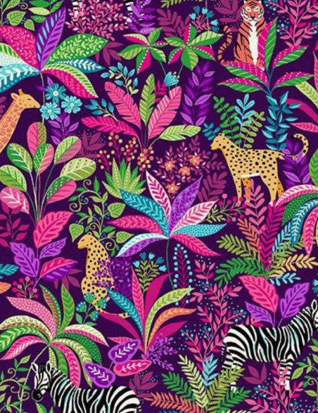 Fat quarter de tissu coton patchwork Tropica Wildlife – Makower UK 146-L