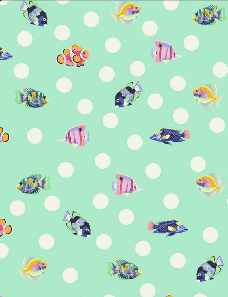 Fish Food Seafoam PWTP268 Fat Quarter – Floral Reef Tula Pink