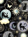 Tissu coton patchwork Charmed Twilight Makower UK – Chats célestes