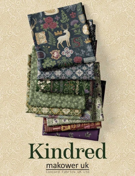 Tissu Kindred Trèfles – Vieux Rose et Ocre – Makower UK