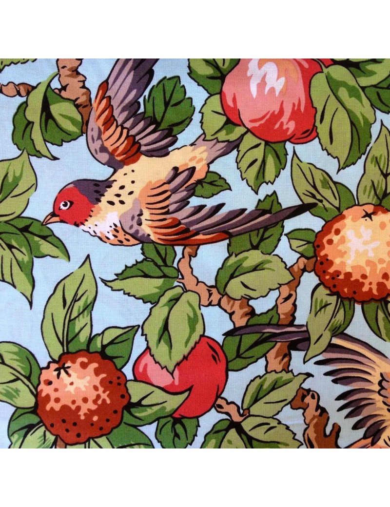 Tissu coton Kaffe Fassett à motifs d'oiseaux et d'arbres
