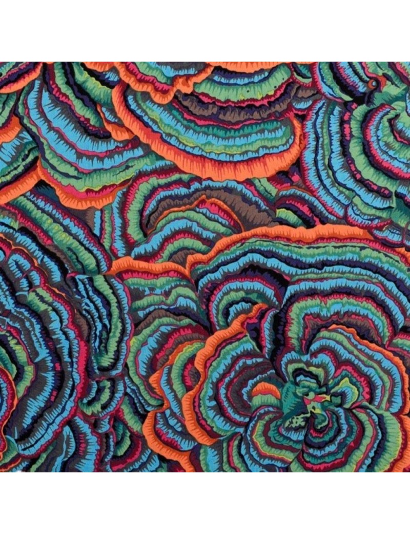 Tissu coton Kaffe Fassett à motifs de Champignons Multicolores