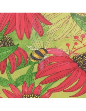 Fat Quarter Painted Meadow Vert à motifs de Fleurs et d'abeilles 48660