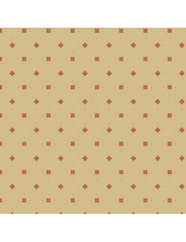 Tissu coton Little Sweetheart Beige Sable à motifs de Pois Rouge
