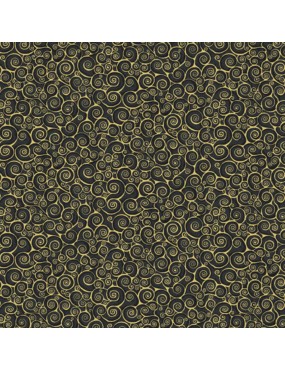 Tissu coton avec dorure Rhapsody 2019 à motifs de Volutes Dorées