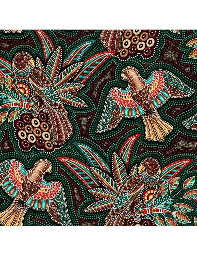 Tissu coton Gondwana à motifs d'Oiseaux